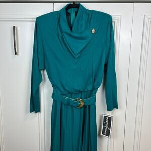 NWT 80s Golden Girls Dress Vintage Positive Attitude Green Knit Dress 11/12